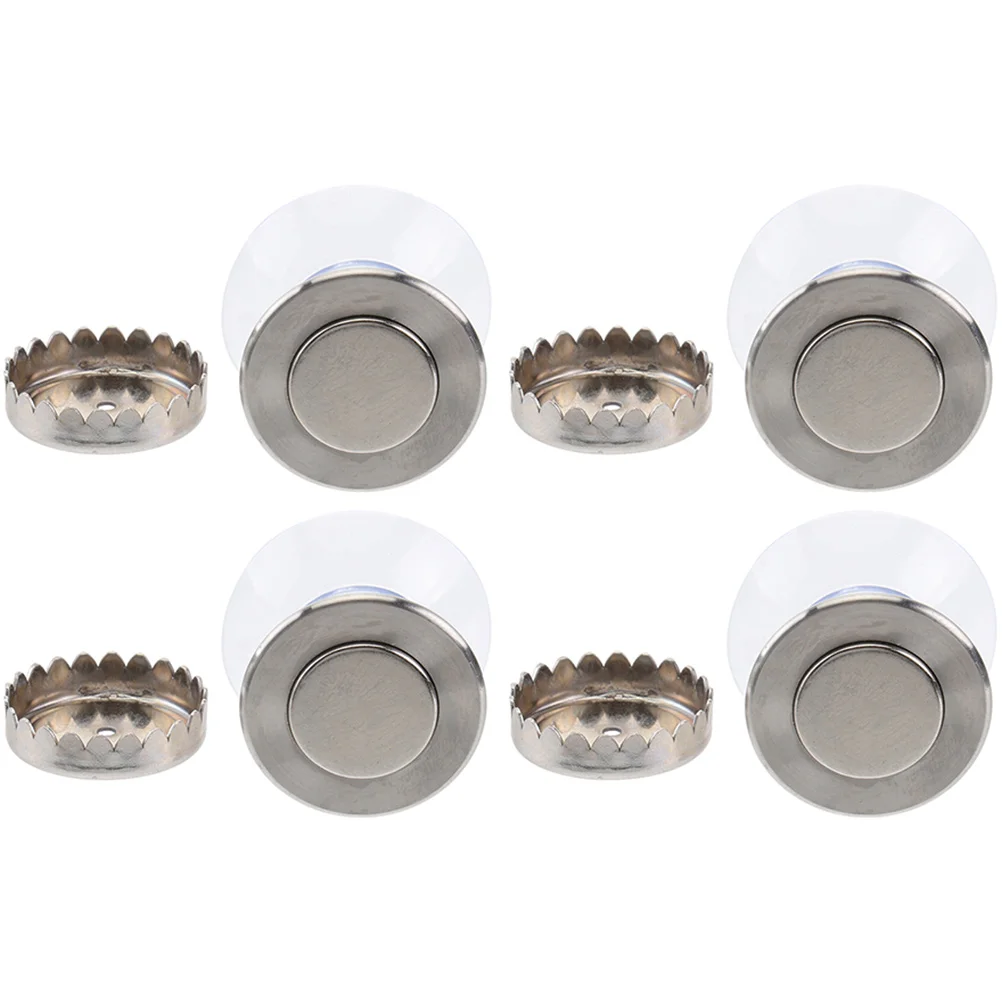 

4 Set Wall Hanging No Punching Magnetic Soap Holder Stainless Steel Cover Draining Rack