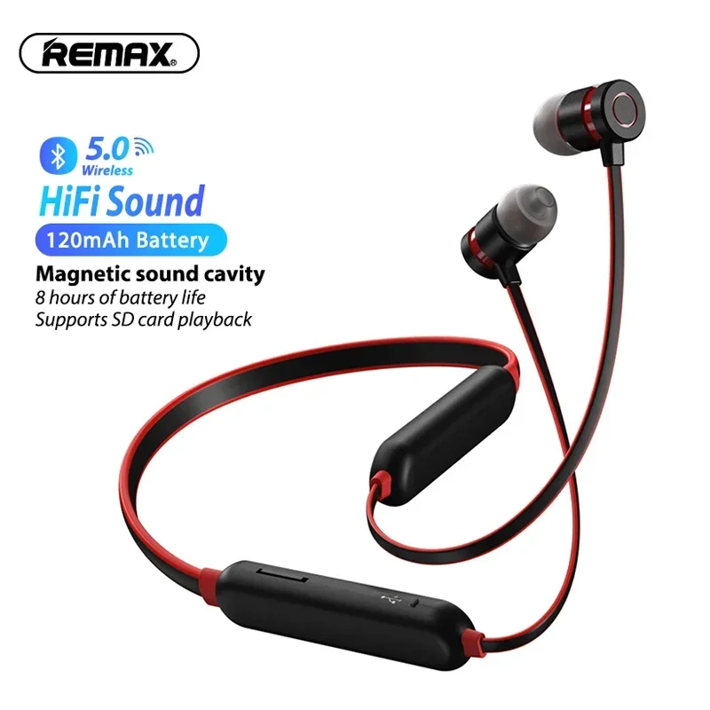 Спортивные наушники Remax RX-S100 Neck-Hang Hifi Stereo TWS беспроводные наушники 5,0 Bluetooth-совместимые с SD-картой Ti наушники со спикером
