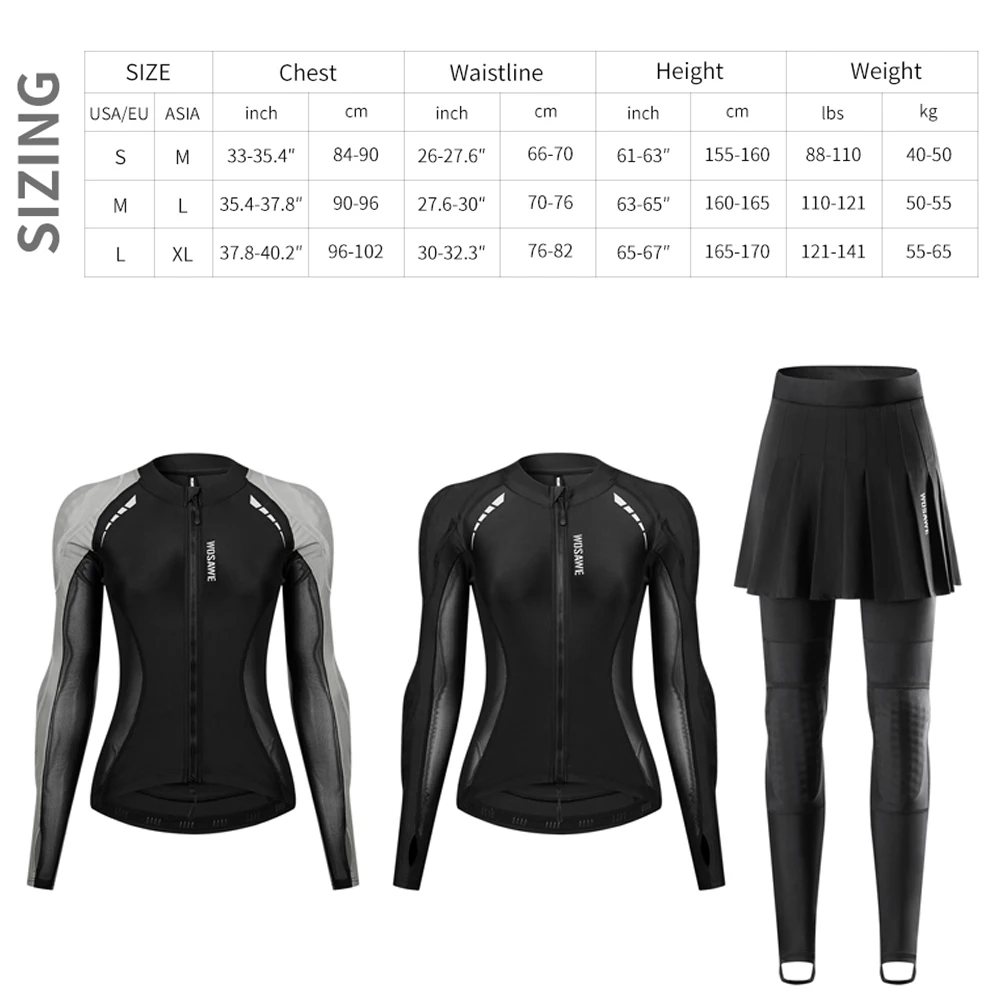 WOSAWE Women Motorcycle Armor Suit CE Approved Pads Motocross Full Body Protection Summer Downhill Racing Jacket Skirt Pants Set