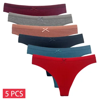 5 pz/set donne perizoma in cotone mutandine sexy vita bassa perizoma signore lingerie brasiliana ragazze intimo traspirante bikini 1