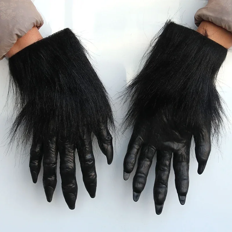Halloween Wolf Gloves Werewolf Costume Christmas Fingernails Adult Monster Hands Paws Claw for Props Cosplay Party Easter