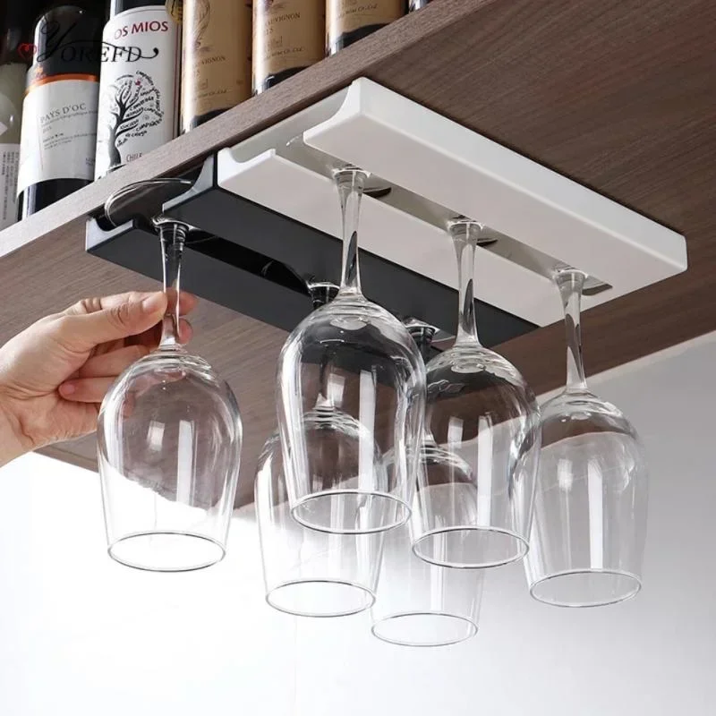 Wine Glass Rack Stand Stainless Steel Black, 5 Rows, 6 Rows, Hanging Glass  Drying Rack, Stemware Rack Wine Glass Holder, Bottom of The Cup Can Be Hung