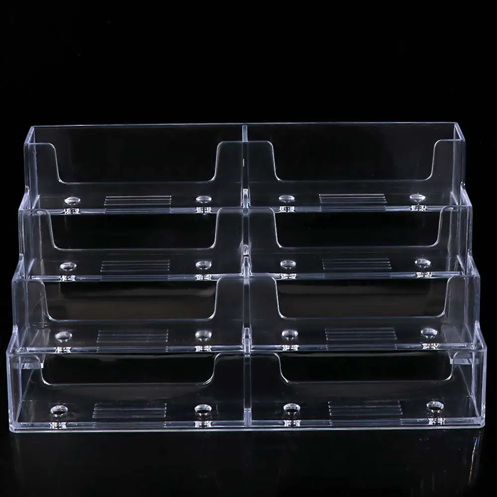 투명 명함 상자 디스플레이 홀더 8 그리드 명함 디스플레이 스탠드 플라스틱 다층 명함 보관 상자