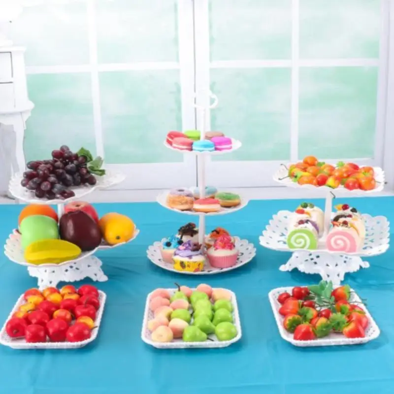 European Style Three-tier Cake Tray Snack Stand Fruit Plate Birthday Party Decoration Supplies Wedding Dessert Table Cake Stand 3