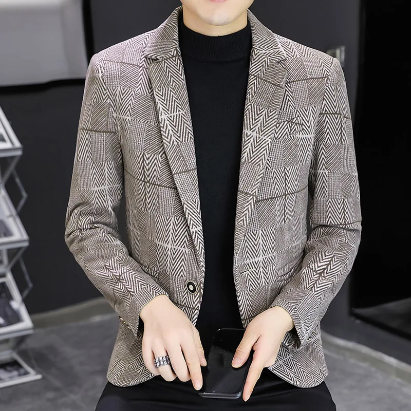 

Autumn Men Blazers Luxury Thickening Type Casual Slim Suit Jacket Business Social Office Dress Coat Street Wear Men Clothing