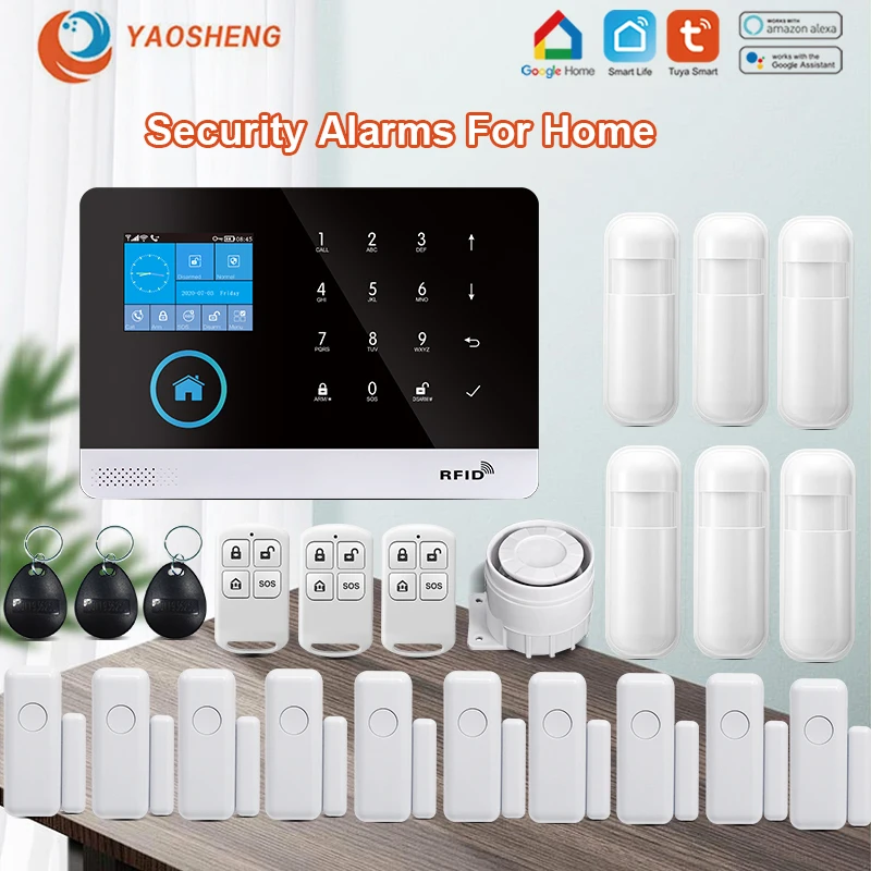 433MHz Wireless WIFI GSM Home Security Alarm System For Tuya Smart Home Alarm System With Motion