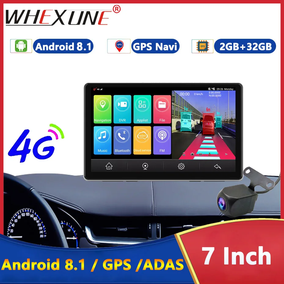 

4G 7" Android 8.1 Car DVR Cameras ADAS Dashboard GPS Navigation 1080P Dual Lens Night Vision Auto Video Recorder Dash Cam Mirror