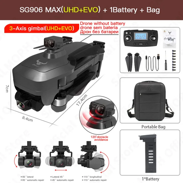 SG906 MAX 1 / Pro 2 Professional FPV 4K Camera Drone with 3-Axis