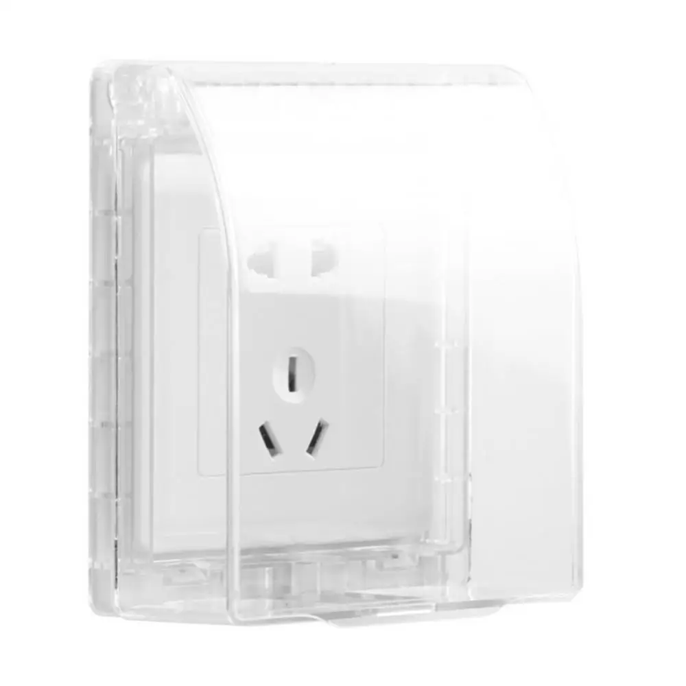 1pc 86 Type Self Adhesive Waterproof Electric Plug Cover socket protective cover Splash Box Sockets Switch Protection Box Protector Bathroom Supplies