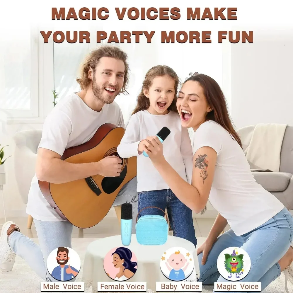 Mini Karaoke Machine Bluetooth-compatible Speaker 1-2 Wireless Microphone  Karaoke Speaker Set Music Player for Party Home