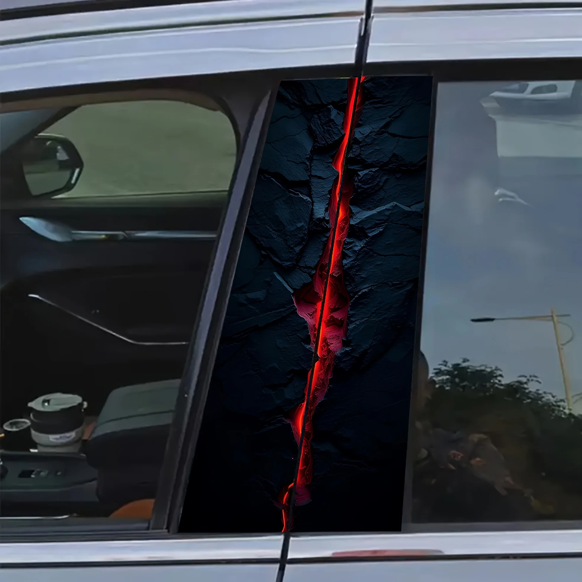 2 pieces of red cracked car stickers, durable vinyl, semi matte, easy to stick, waterproof, self-adhesive, disposable, - 3