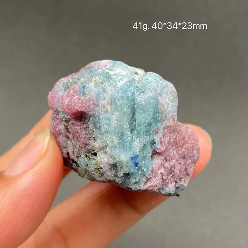 100% Rare Natural Ruby and  Aquamarine  Mineral Specimens Stones and Crystals Healing Crystal from Myanmar