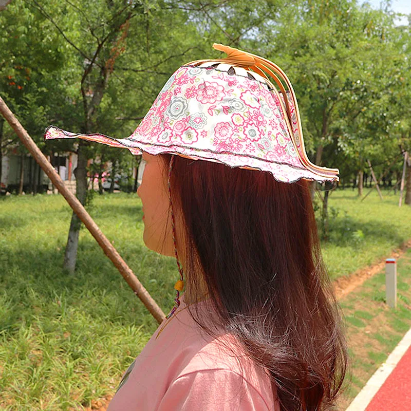 Spring And Summer Sun Shading Bamboo Fashion Foldable Multifunctional Beach Tourism Fan Hat Caps Japanese Decor_voghion.com
