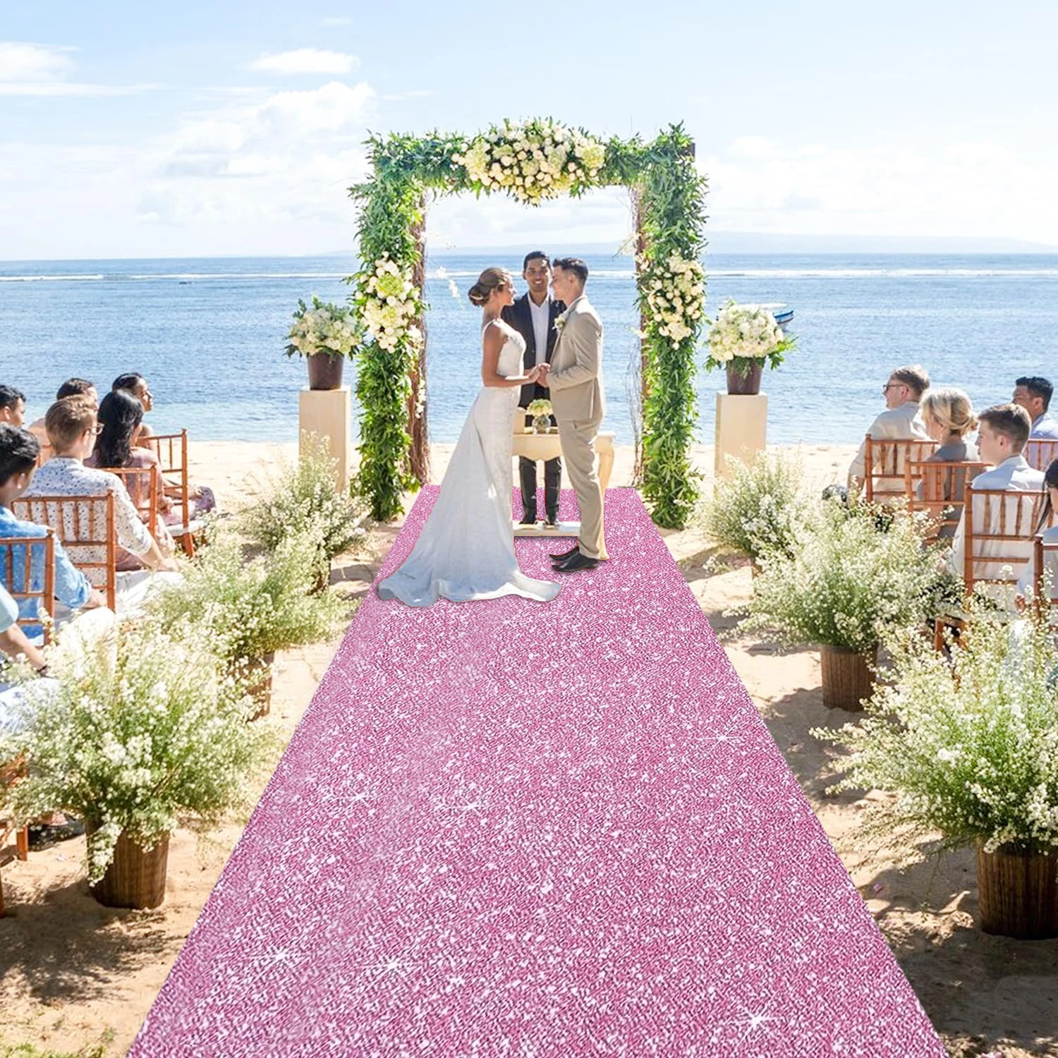 Sparkling pink large carpet non slip washable perfect for wedding aisles parties holiday decorations and home decor wedding carpet