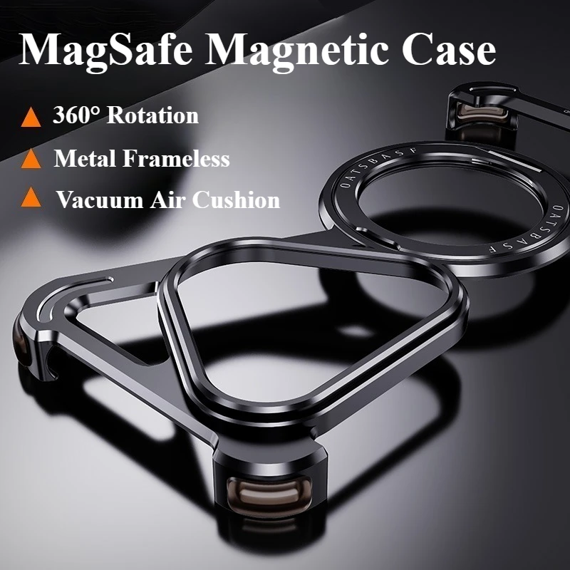 Oatsbasf Metal Frameless Phone Case with 360° Rotating Magnetic Stand
