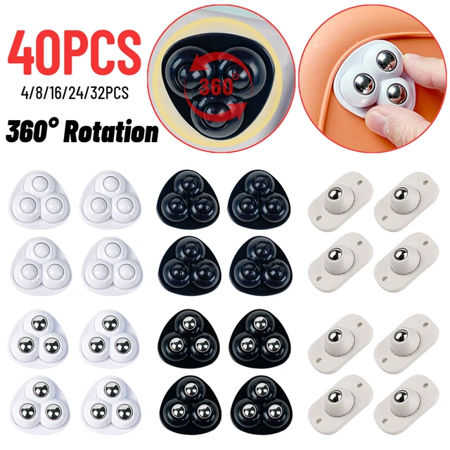 40 Pcs Self Adhesive Caster Wheels, Casters, 360 Degree Mini