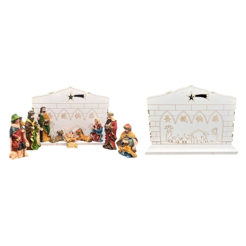 

Christmas Nativity Scene Decor LED Manger Figurine Christian Table Decoration