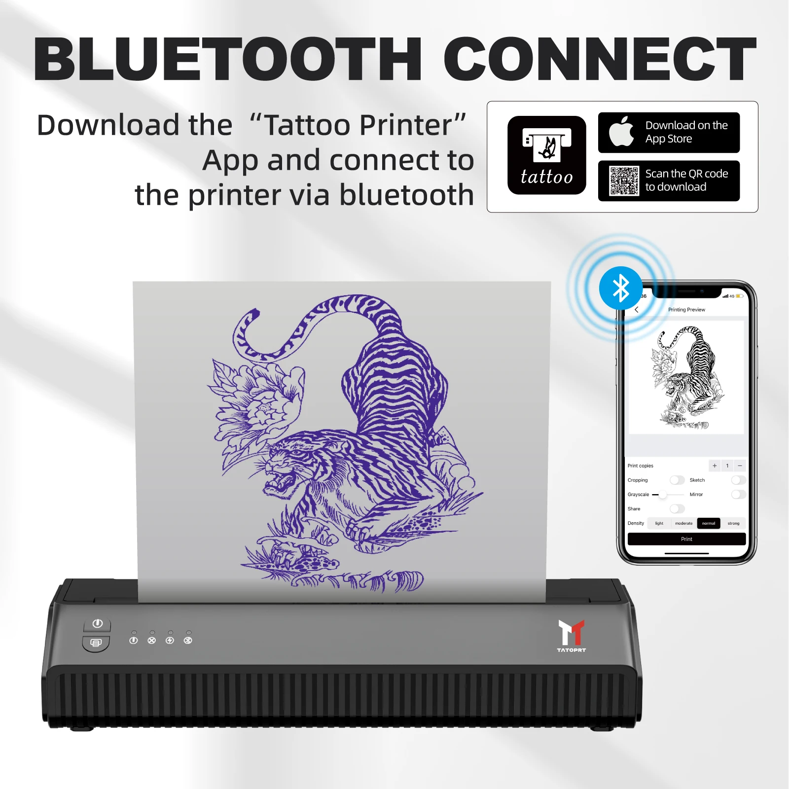 MHT-P8008 Inkless Tattoo Printer Transfer Machine Bluetooth