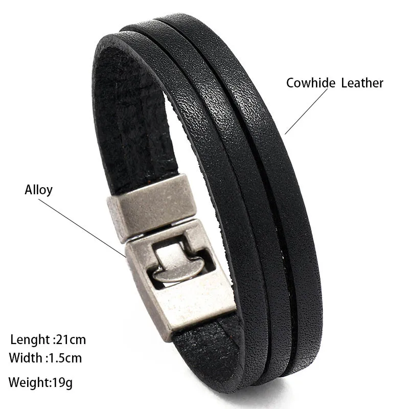Leather Viking Bangle Bracelet for Men