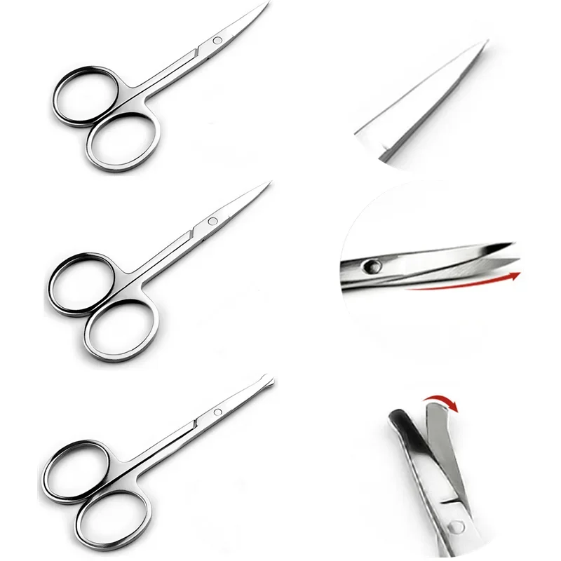 Professional Stainless Nails Eyebrow Nose Eyelash Cuticle Trimmer Epilator Scissor Manicure Tool Curved Pedicure Scissors Silver 5