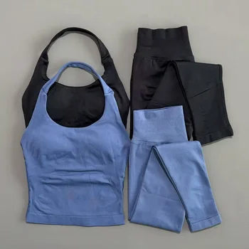 Ensemble 2 pièces pour femme : Haut dos nu et Legging push-up sans couture, doux et extensible, pour le sport, le yoga et le fitness