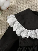 2024 Baby Gilrs Black Doll Collar With Lace For 6M-3Y Vintage European and American style Dress 4