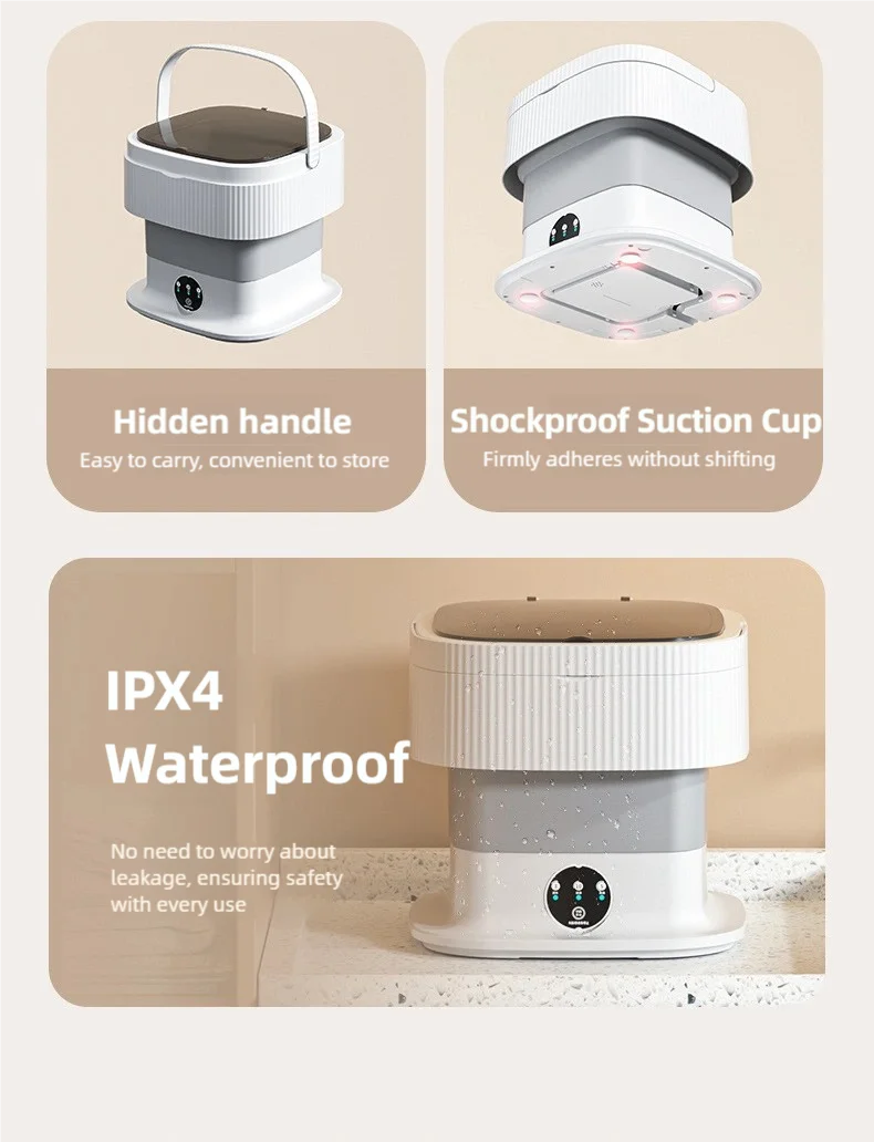 11L Portable Compact Folding Washing Machine With Timed Spin Dry Function For Socks, Underwear, And Lingerie Cleaning