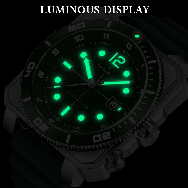 FEELNEVER Men Watch Fashion Sports Automatic Mechanical Watches For Men 316L Stainless Steel Sapphire Waterproof Man Wristwatch