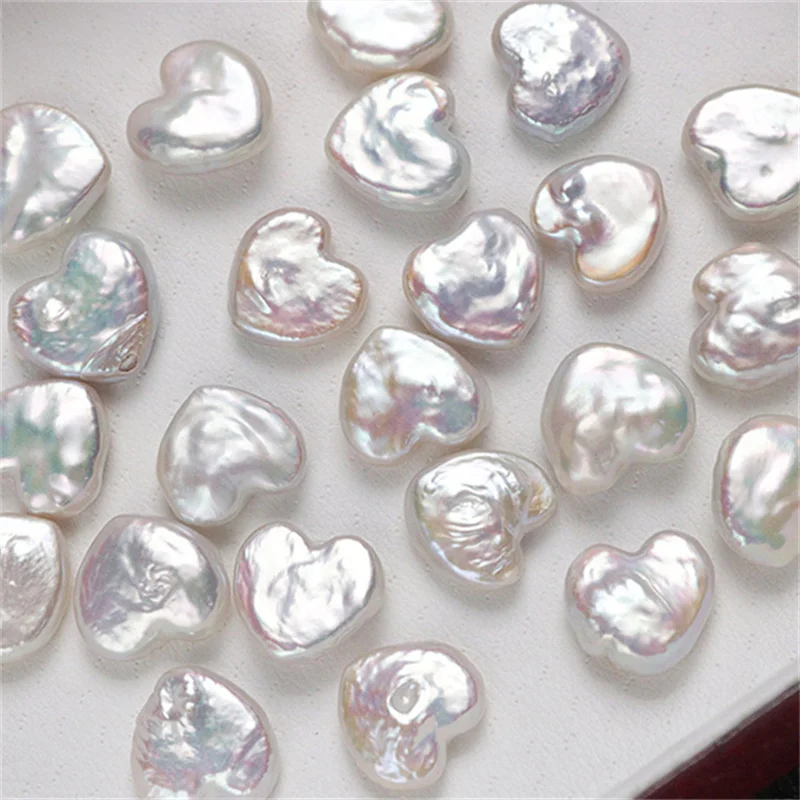 White Heart Shaped Natural Freshwater Baroque Pearl Loose Beaded for Jewelry Making Necklace Earrings 2A 3A 4A Quality 담수진주 4