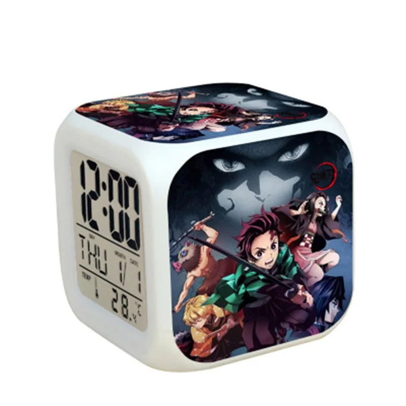 

Anime Demon Slayer Toys LED Touch Multi-function Cartoon Alarm Clock Seven Color Night Watch Led Clock Fans Kids Children Gift