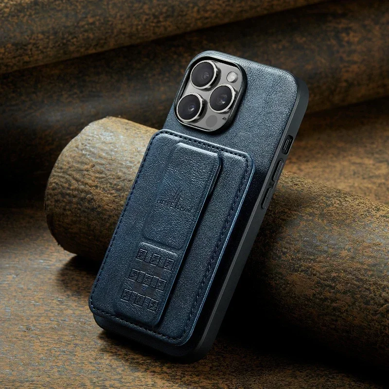 Funda magnética invisible plegable con soporte para iPhone 15 Pro Max 14 Plus 13 12 11, funda de cuero tipo cartera, tarjetero y funda con soporte_voghion.com