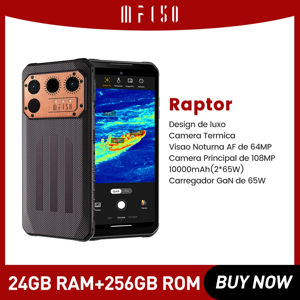 IIIF150 Raptor Smartphone Thermal Imaging 6.8'' 120Hz Display 12GB+256GB Rugged Phone 108MP+64MP Night Vision 10000mAh Cellphone