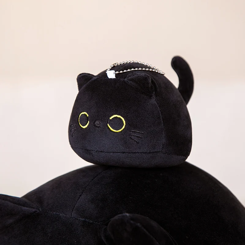 7/11/20CM Kawaii Small Cuddly Black Plush Doll Cartoon Stuffed Round Ball Cat Plushie Girl's Bag Keychain Pendant Toys_voghion.com