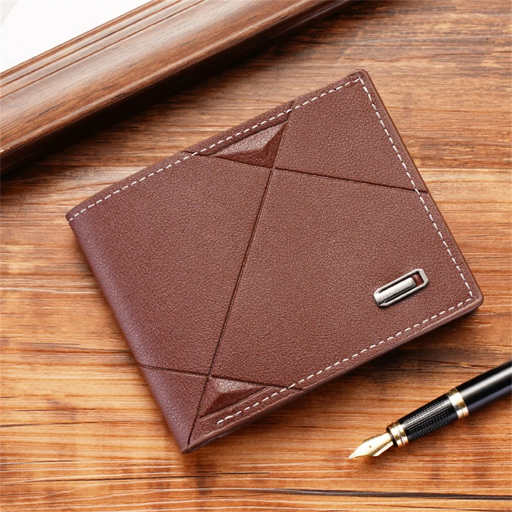 New Men's Wallet Short Multi-card Coin Purse Fashion Casual Wallet Male Youth Thin Three-fold Horizontal Soft Wallet Men PU 5