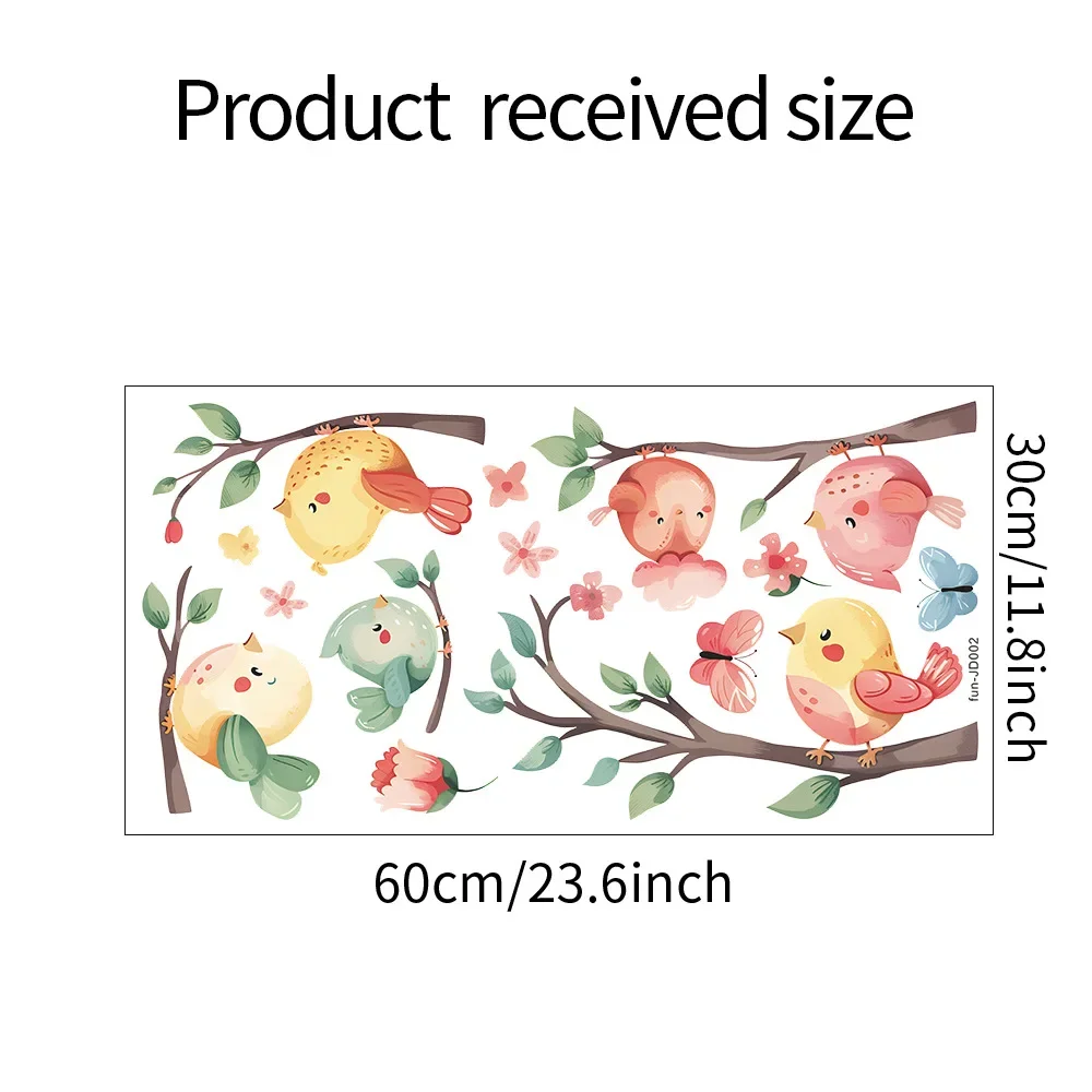 1PCS Cardone Cute Twig Bird Glass Window Home Landscaping Decoration Electrostatic Uv Window Sticker Room Decoration