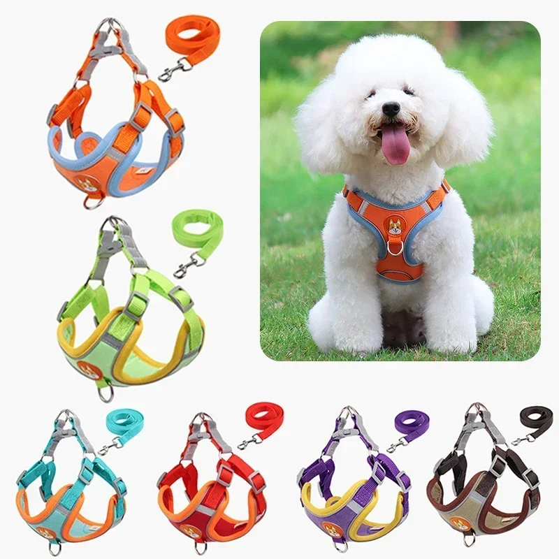 

No Pull Pet Dog Harness and Leash Set Adjustable Puppy Cat Harness Vest Reflective Walking Lead Leash For Small Dogs Chihuahua
