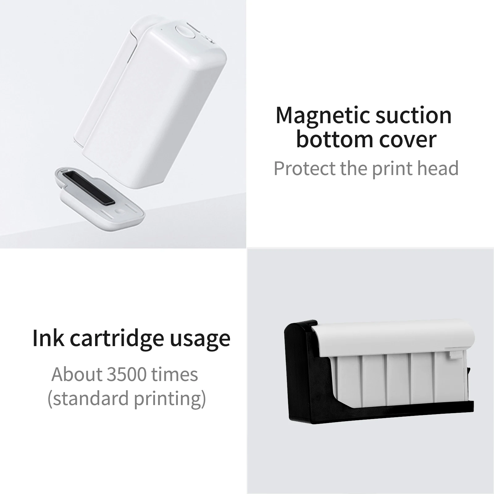 Handheld Printer Mini Portable Inkjet Printer with Ink Cartridge WiFi Connection Compatible with for Android for IOS Smartphone