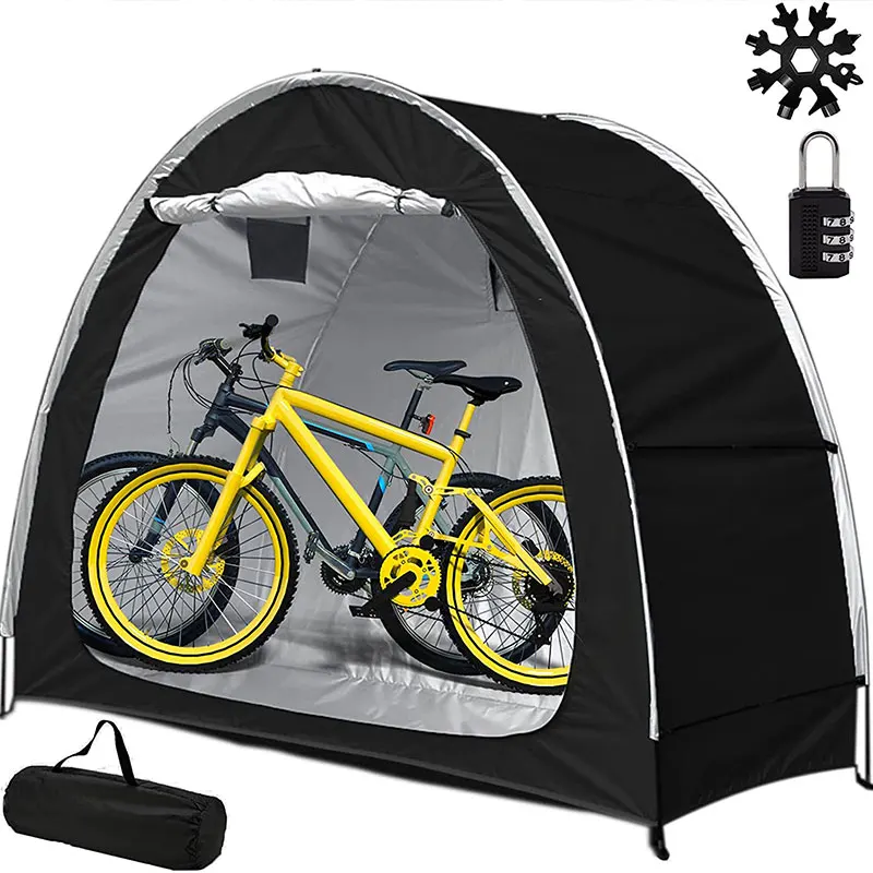Waterproof Bicycle Tent for Outdoor, Large Storage Tent with18 in 1 Snowflake Multi Tool Combination Lock
