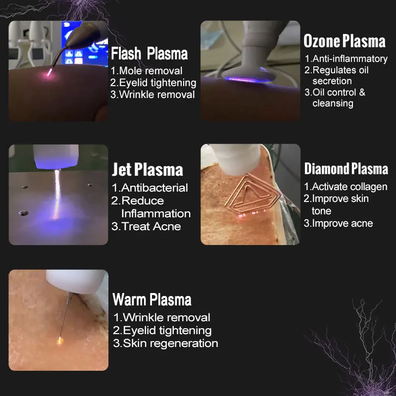9 In 1 Hot and Cold Plasma Device Ozone Jet Hyper Fractional Plasma Machine For Acne wrinkle Removal Face Lifting Hair Growth