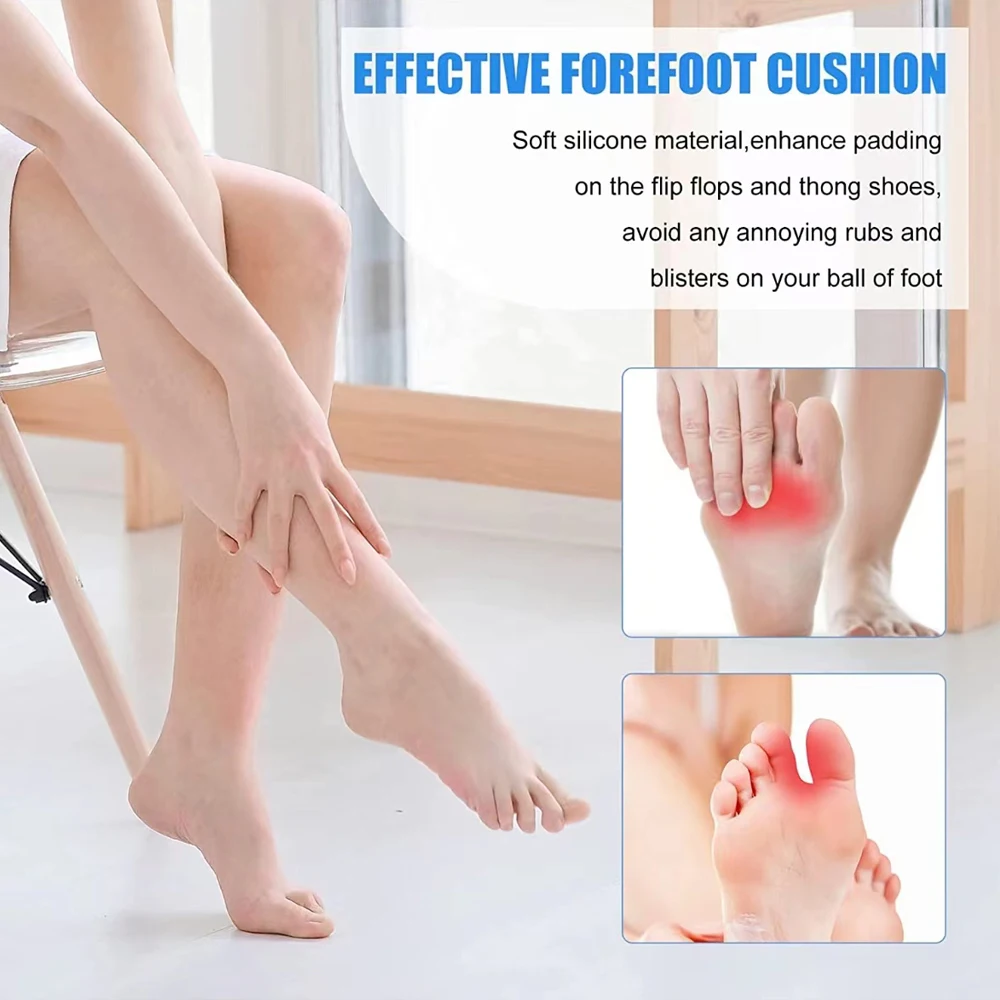 Silicone Forefoot Insert Metatarsal Pads for Heels Sandals Flip Flops Non-slip Pain Relief Foot Pads Gel Insoles for Shoes Women