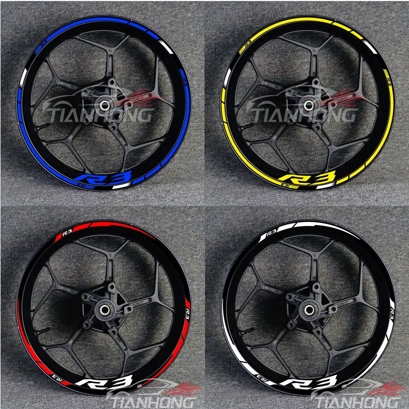 17 Inch For YAMAHA YZF R3 Motorcycle Logo Wheel Hub Waterproof High Reflective Rim Stickers Front And Rear Decal Decoration kodaskin 3d motorcycle tank pads sticker decal gripper stomp grips easy for yamaha yzf r3 accessories