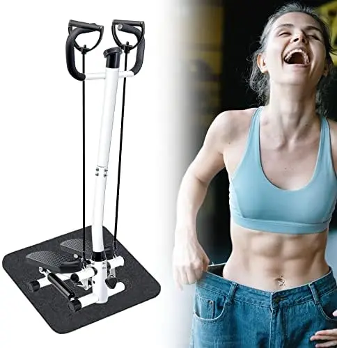 

Swity Stair Steppers with Handrail & Resistance Bands for Exercise - 2 Ways to Use, Mini Step Machine Fitness Stepper with Adj