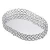 ABWR-Mirrored Crystal Vanity Makeup Tray, Jewelry Trinket Storage Tray Cosmetic Perfume Display Tray (Silver,Ellipse) 1
