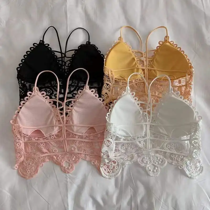 Women's Bra Tube Tops Fashion Hollow Out Top Sexy Lace Bra Girl Outer Tank Up Women's Underwear Female Crop Top Sexy Lingerie women tube tops