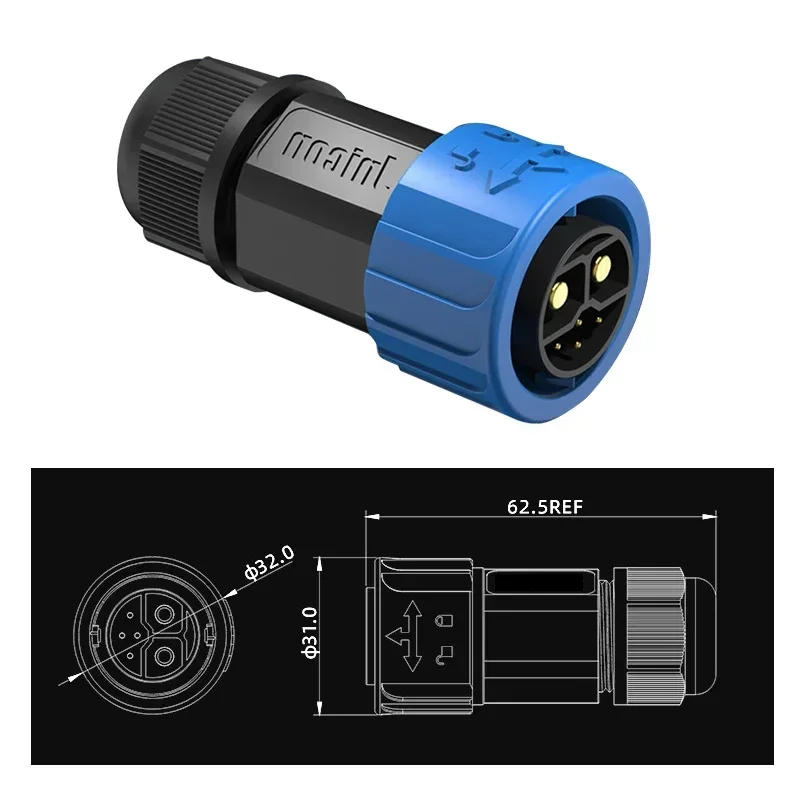 Rechargeable Aviation Plug Electric Motorcycle Battery Waterproof Connector, 6-Pin Male/Female