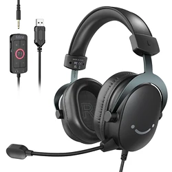 FIFINE Surround Sound Headset with Volume Control & Mute Switch (Black)