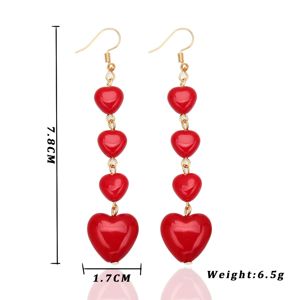 Long Love Heart Earrings Korean Tassel Drop Earrings for Women Girls Fashion Party Dangle Jewelry Gifts