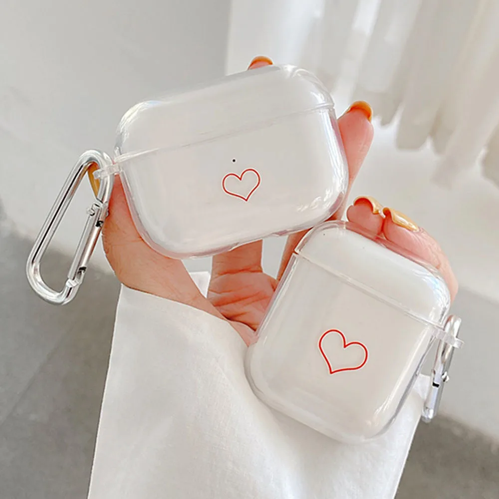 

Мягкие чехлы для наушников из ТПУ для Airpods Pro 2nd Clear, защитный чехол с милым сердцем для Apple Airpods 1 2 3