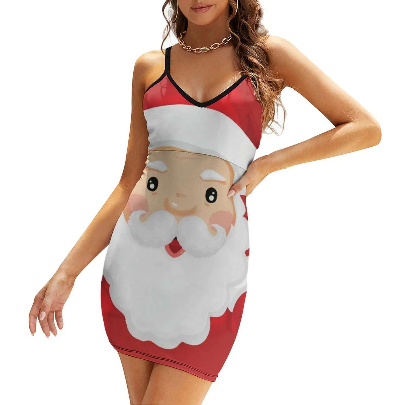 

Santa Claus 2021 Christmas with snowflakes Sling Dress dress dresses loose summer dress Long woman