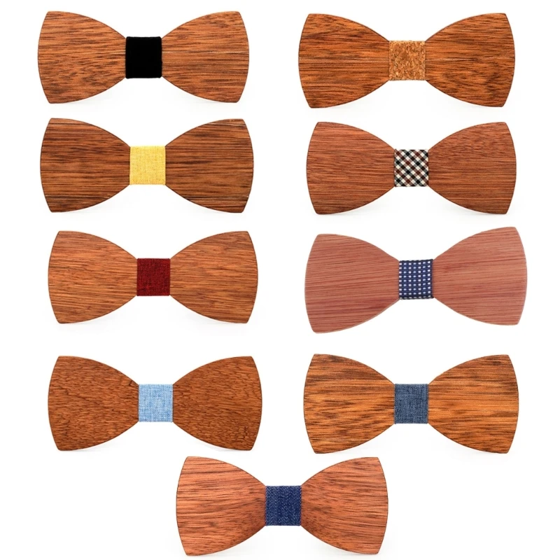 Handmade Cork Wooden Bow Ties For Men Wedding Party Unique Accessories Neckwear Solid Color Whole for Butterfly